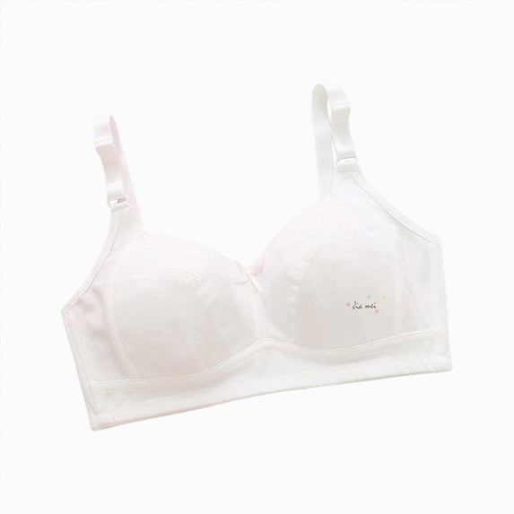 WUANDIXFA Bras for Girls Teen Girls Training Bra Cotton Wireless Adjustable Straps Breathable Bras,White,11-12 Years