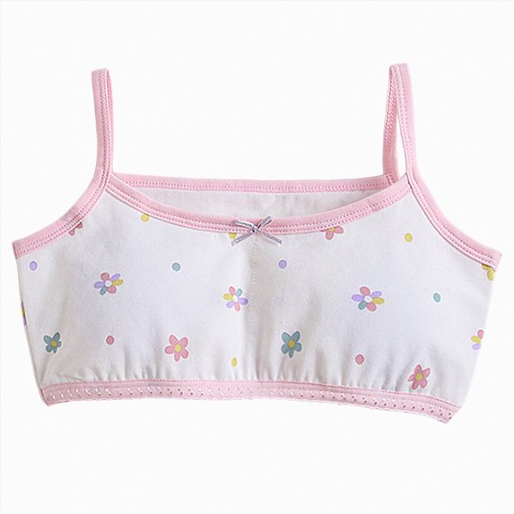 WUANDIXFA Bras for Teen Girls Seamless Training Bra Double Layer with Adjustable Strap First Bras Cami Crop,Multicolour,13-14 Years