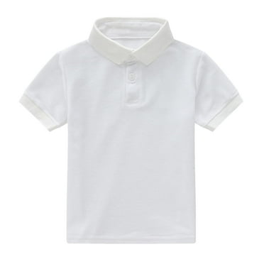 WUANDIXFA Button Down Shirts for Boy's Polo Shirt Short Sleeve Golf Shirts for School Uniform White,12-18 Months