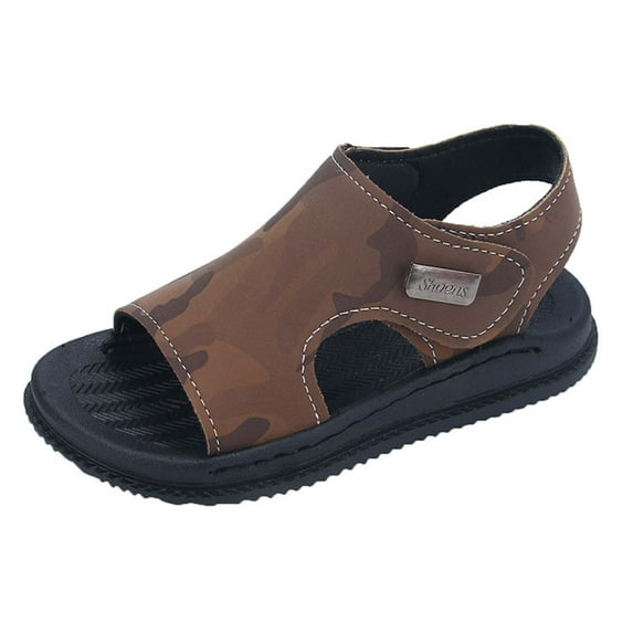 WUANDIXFA Camo Sandals for Boys Breathable Stylish Toddler Boys Water Shoes (Brown, 1.5)