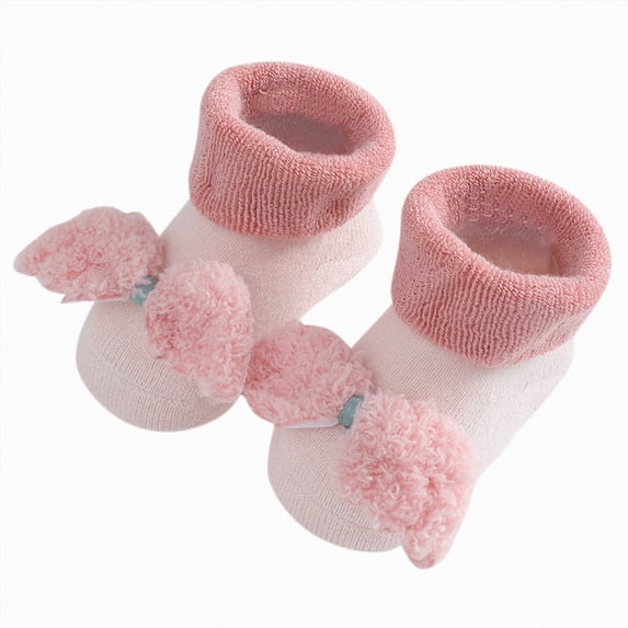 WUANDIXFA Children's Socks Cute Soft Kids Toddlers Boys Girls Newborn Baby Socks Winter Warm Socks Princess Socks Floor Socks,Pink,12-36 Months