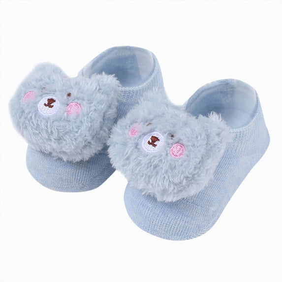 WUANDIXFA Cotton Socks Baby Cute Soft Baby Socks Boys Girls Cartoon Non Slip Baby Sock Floor Socks for Newborn Baby Kids,Blue,0-12 Months
