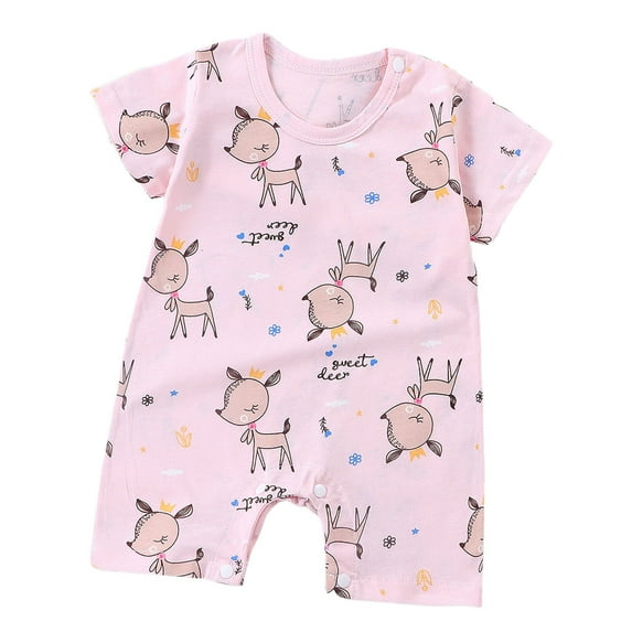 WUANDIXFA Country Baby Clothes Boy Girl Western Cow Print Short Sleeve Romper Bodysuit Ribbed One Piece Jumpsuit Summer Outfit (Pink, 6-12 Months)