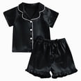 thumbnail image 1 of WUANDIXFA Cute Pajamas Set for Girls 1-13 Years, Kids Summer Button Down Matching Y2k Loungewear PJs Gift,Black,2-3 Years, 1 of 4