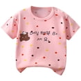 thumbnail image 1 of WUANDIXFA Cute Pupil Attractive Crewneck Tee, 2026 Trendy Children's Summer Loose Fit Stripe Basic Top for 4-8 Years (Light Pink,2-3 Years), 1 of 8