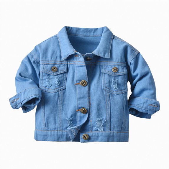 WUANDIXFA Denim Jackets Girl Denim Jackets Basic Button Down Coat Girls' Outwear,Blue,3-6 Months