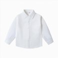 thumbnail image 1 of WUANDIXFA Dress Shirt Boys Versatile Boys Long Sleeved Shirt Spring Fall Solid Color Comfortable Soft Sporty Formal Occasions,White,2-3 Years, 1 of 5