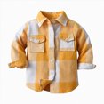 thumbnail image 1 of WUANDIXFA Dress Shirt Toddler Boy Fashion Kids Long Sleeve Shirts Baby Button Down Jacket Loose Fit Unisex Toddler Coat Outwear,Yellow,3-6 Months, 1 of 9