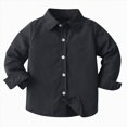 thumbnail image 1 of WUANDIXFA Dress Shirt for Toddler Boys Little Big Boys' Long Sleeve Button Down Oxford Casual Dress Shirt Back to School Shirts,Black,18-24 Months, 1 of 5