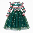 thumbnail image 1 of WUANDIXFA Fall Dress Girls Fashion Cute Children's Christmas Long Sleeved Round Neck Tulle Dress Party Wedding Princess Dress,Green,4 Years, 1 of 5