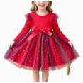 thumbnail image 1 of WUANDIXFA Fall Dresses for Girls Gradient Mesh Long Sleeve Birthday Dress,Red,2-3 Years, 1 of 9