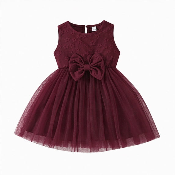 WUANDIXFA First Birthday Dress Cute Princess Sleeveless Tutu Dress Birthday Photoshoot Outfit Formal Cake Smash Outfit Girl Red,2-3 Years