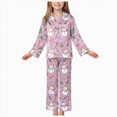 thumbnail image 1 of WUANDIXFA Girl Christmas Pajamas 2 Piece Girls Silk Pajamas Set 3-14Y Soft Satin Sleepwear for Comfortable Nights,Light Pink,7-8 Years, 1 of 9