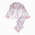 thumbnail image 1 of WUANDIXFA Girl Christmas Pajamas Feather Satin Silk Button Down Cute Outfit Nightgown Jammies Set,Pink,4-5 Years, 1 of 5