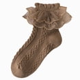 thumbnail image 1 of WUANDIXFA Girl Dress Socks Girls Ruffle Ankle Socks Ruffled Lace Socks for Frilly Dress School Socks Brown,4-6 Years, 1 of 4