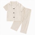 thumbnail image 1 of WUANDIXFA Girl Pajama Set, Soft Fashion Cute Silk Sleepwear, 2 Piece Short Sleeve Shirt and Pant Girls Satin Pajama Sets,White,12-18 Months, 1 of 6
