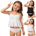 thumbnail image 1 of WUANDIXFA Girl's 2 Piece Halter High Waisted Tankini Ruffle Swimsuit Bathing Suit Bikini Sets (White, 7-8 Years), 1 of 8