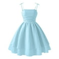 thumbnail image 1 of WUANDIXFA Girl's Smocked Ruched A Line Swing Dress Layered Tie Shoulder Flowy Cami Short Dress (Sky Blue, 8-9 Years), 1 of 7