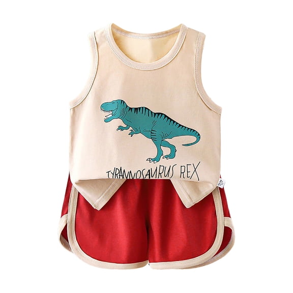 WUANDIXFA Girls 2 Piece Outfits 2026 Trendy Clothes Summer Cute Sleeveless Tops Shorts Clothing Sets Activewear (Red, 18-24 Months)
