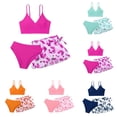 thumbnail image 1 of WUANDIXFA Girls 3 Piece Swimsuits Bathing Suit Cute Ruffle Floral Print Bikini Set with Skirt Kids Swimwear Size 9-14 Years (Mint Green, 9-10 Years), 1 of 4