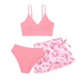 thumbnail image 1 of WUANDIXFA Girls 3 Piece Swimsuits Bathing Suit Cute Ruffle Floral Print Bikini Set with Skirt Kids Swimwear Size 9-14 Years (Pink, 15-16 Years), 1 of 4