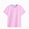 thumbnail image 1 of WUANDIXFA Girls Basic Plain T Shirts 1-12 Years Kids Cotton Summer Tops Crewneck Short Sleeve Tees,Pink,5-6 Years, 1 of 4