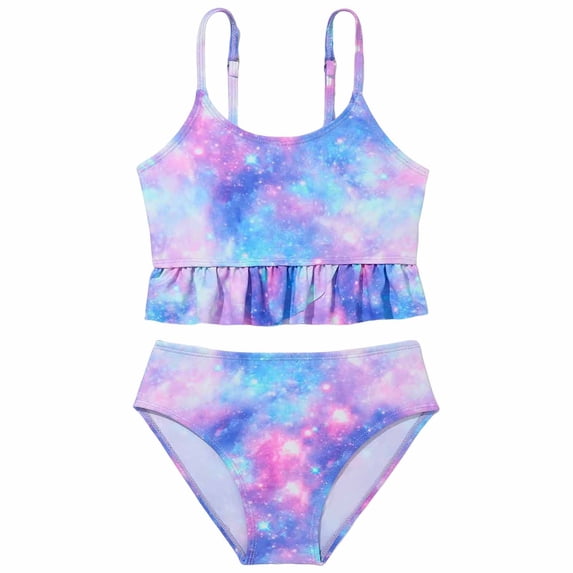 WUANDIXFA Girls Bathing Suits Girls Tankini Swimsuit Bathing Suits Tween Teen Juniors Girl Two Piece Swimsuits 7-8 Years,Blue
