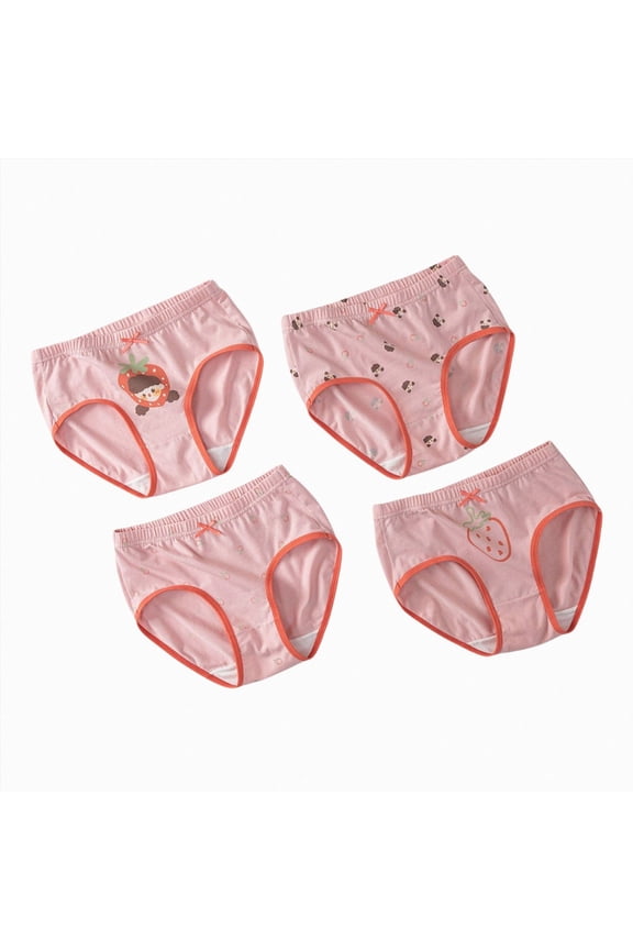Girls Bloomers for Under Dresses 4 Pack for 1-9 Years, Organic Cotton Seamless Diaper Covers, Cute Cartoon Fruit Patterns Toddler Girl Shorts Watermelon Red,3-4 Years