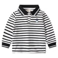 thumbnail image 1 of WUANDIXFA Girls Boys Striped Collar Long Sleeve Knit Sweater Casual Polo Preppy Shirt Button up Trendy School Pullover Tunic Kids Tops (Black, 4-5 Years), 1 of 9