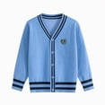 thumbnail image 1 of WUANDIXFA Girls Cardigan 3-15 Years Basic Long Sleeve Slim Fit Crewneck Cardigan Sweater,Blue,11-13 Years, 1 of 5