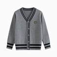thumbnail image 1 of WUANDIXFA Girls Cardigan 3-15 Years Basic Long Sleeve Slim Fit Crewneck Cardigan Sweater,Grey,4-5 Years, 1 of 5