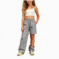 thumbnail image 1 of WUANDIXFA Girls Cargo Pants for Kids 5-14 Years Girls Cargo Pants High Waist Wide Leg Parachute Sweatpants Y2k Baggy Casual Lightweight Joggers Fashion Trousers with Pockets,Grey,11-12 Years, 1 of 6