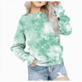 thumbnail image 1 of WUANDIXFA Girls Casual Crewneck Sweatshirts 2-14 Years Long Sleeve Color Block Loose Fit Fall Cute Pullover Tops,Green,7-8 Years, 1 of 5