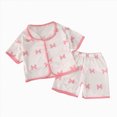thumbnail image 1 of WUANDIXFA Girls Cotton Pajamas Pajamas Set Toddler Girls Clothes Snug Fit Pjs Graphic Top Shorts Kids 2-Piece Sleepwear Sets,Pink,6-12 Months, 1 of 3