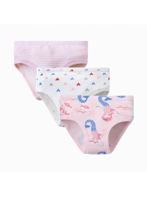 Girls Cotton Panties 3 Pack for 12 18 24 Months 2T 3T 4T 5T 6T, Seamless Potty Training Underwear for Toddlers, Lovely Princess Fruit Cartoon Kids Underwear White,18-24 Months