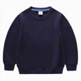 thumbnail image 1 of WUANDIXFA Girls Crewneck Sweatshirts 1-8 Years Kids Cute Hoodless Fleece Pullover Fall Winter Tops,Navy,7-8 Years, 1 of 9