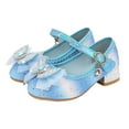thumbnail image 1 of WUANDIXFA Girls Dress Shoes Girls Dress Shoes Princess High Heels Closed Toe Party Wedding Flower Girls Shoes Toddler Little Big Kid Blue,US 11, 1 of 6
