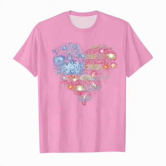 WUANDIXFA Girls Flag Shirt Summer Cute Graphic Tees Short Sleeve Girls 250th Anniversary T Shirt for Girls USA Clothes for Girls,Pink,4-5 Years
