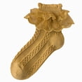 thumbnail image 1 of WUANDIXFA Girls Lace Socks Girls Ruffle Ankle Socks Ruffled Lace Socks for Frilly Dress School Socks Yellow,1-3 Years, 1 of 6