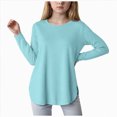 thumbnail image 1 of WUANDIXFA Girls Long Sleeve T Shirts 4-11 Years Kids Fall Tops Crewneck Basic Tees Solid Color T Shirts,Mint Green,10-11 Years, 1 of 5
