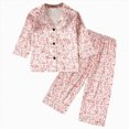 thumbnail image 1 of WUANDIXFA Girls Pajama SetsToddler Girls Boys Christmas Satin Pajamas Button Down 2 Piece Set,Beige,2-3 Years, 1 of 7