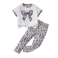 thumbnail image 1 of WUANDIXFA Girls Pajamas Set 2 Piece Cute Print Sleepwear Short Sleeve Tee Top & Pants Comfortable PJs for Kids 5-12 Years (White, 6 Years), 1 of 8