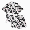 thumbnail image 1 of WUANDIXFA Girls Pajamas Set Soft Silk Satin Pajamas for 4-14 Years, 2 Piece Short Sleeve Sleepwear Gifts for Kids,Black,13-14 Years, 1 of 4