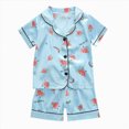 thumbnail image 1 of WUANDIXFA Girls Pajamas Silk Satin Pajama Set 1T 2T 3T 4T 5T 2 Piece Button Down Pjs Ruffle Sleepwear,Light Blue,12-18 Months, 1 of 3