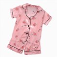 thumbnail image 1 of WUANDIXFA Girls Pajamas Silk Satin Pajama Set 1T 2T 3T 4T 5T 2 Piece Button Down Pjs Ruffle Sleepwear,Pink,3-4 Years, 1 of 8