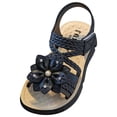 thumbnail image 1 of WUANDIXFA Girls' Sandals Girls Sandals Flower Open Toe Summer Flat Shoes Dress Sandals for Little Big Kid Size US 12.5,Black, 1 of 8