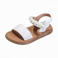 thumbnail image 1 of WUANDIXFA Girls' Sandals Toddler Girls Sandals Princess Dress Summer Shoes Wedding Party Little Kids Flats White,Size US 3.5, 1 of 7