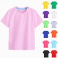 thumbnail image 1 of WUANDIXFA Girls Shirts Short Sleeve Soft Cotton T-Shirts 1-12 Years Plain Tees Tops Clothes for Kids,Blue,5-6 Years, 1 of 4