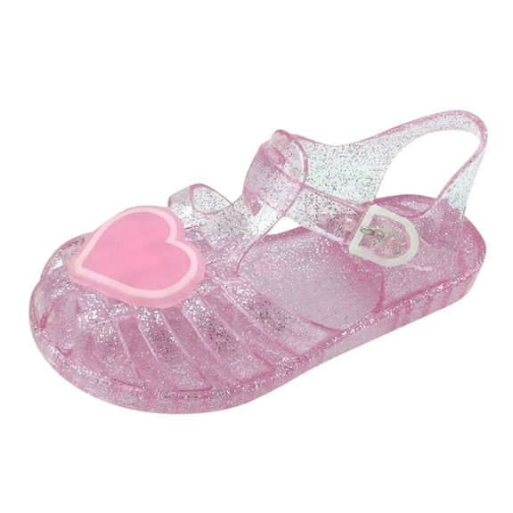 WUANDIXFA Girls Shoes Jelly Sandals for Girls,Closed Toe Princess Summer Dress Shoes Fisherman Water Beach Flat Sandals for Toddler/Little Kid/Big Kid Pink,8M