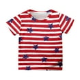 thumbnail image 1 of WUANDIXFA Girls Short Sleeve Tops 250th Anniversary USA Shirt Girls Patriotic T Shirt USA 250 Years Short Sleeve Tee with Flag Watermelon Red,6-7 Years, 1 of 4